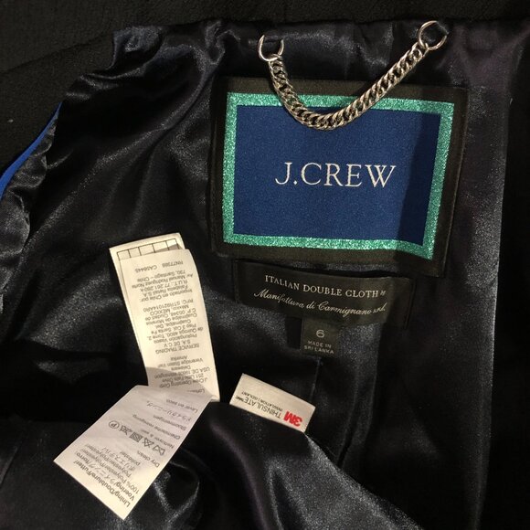 J. Crew Classic Lady Day Coat Women 6 Black Italian Double-Cloth Wool Thinsulate - Picture 10 of 13